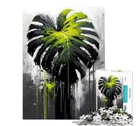 1000 Piece Jigsaw Abstract Monstera Plant Entertaining Mind Teaser Game Balanced Uniform Thickness Ideal for Home (Size 38x26cm)