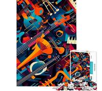 1000 Piece Jigsaw Abstract Music Instruments Peaceful Focus Building Play Quality Cut Consistent Shape Delightful Brain Fun for Leisure Hours (Size 38x26cm)