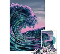 1000 Piece Jigsaw Abstract Ocean Wave Peaceful Focus Building Play Quality Cut Consistent Shape Delightful Brain Fun for Leisure Hours (Size 50x75cm)