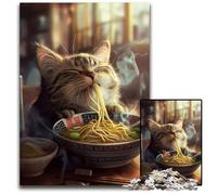1000 Piece Jigsaw Adorable Cat Ramen Noodles Impossible Jigsaw Puzzles for Adults Educational Activity for Cognitive Skills Cognitive Skill Improvement 1000 PCS(75x50cm)