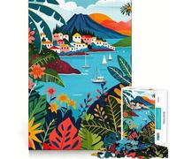 1000 Piece Jigsaw Aeolian Island Italy Illustration Fine Edge Craft Logic Puzzle Play Leisure Game Time Birthday Fun Gift (38x26cm)