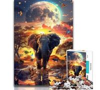 1000 Piece Jigsaw African Elephants Puzzles 1000 Pieces for Teenagers,Decompressing Intellectual Educational Toy Birthday Present, Gifts 50x75cm