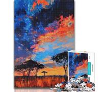1000 Piece Jigsaw African Grassland Sunset Jigsaw Puzzles 1000 Pieces for Adults Teens,Decompressing Intellectual Educational Toy Secret Santa Gifts 26x38cm