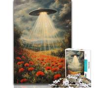 1000 Piece Jigsaw Alien Spaceship Oil Painting 1000 Piece Jigsaw Puzzles for Teenagers Gifts,Wall Decoration Unique Birthday And Xmas Gifts Suitable for And 14 (26x38cm)