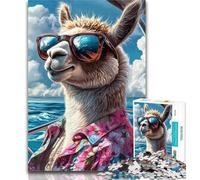 1000 Piece Jigsaw Alpaca on Vacation Jigsaw Puzzle 1000 Pieces for Adults,Interesting Stress Reduction Parent-child Interaction 26x38cm