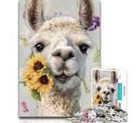 1000 Piece Jigsaw Alpaca Sunflower Jigsaw Puzzles for Adults,is Ideal As A Gift for The Whole Family Suitable for And 14 26x38cm