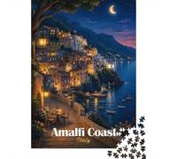 1000 Piece Jigsaw, Amalfi Coast Night Moon, Festive Gift, 70x50cm/1000pcs