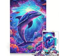 1000 Piece Jigsaw Amazing Dolphins, Hands-on Game, Train Your Brain And Hands, with Fully Interlocking Randomly Shaped Pieces 38x26cm
