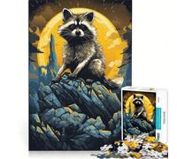 1000 Piece Jigsaw Amazing Raccoon, Hands-on Game, Train Your Brain And Hands, with Fully Interlocking Randomly Shaped Pieces 38x52cm
