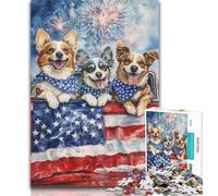 1000 Piece Jigsaw American Flag Dog 1000 Pieces Jigsaw Puzzles For Teens And Adults,Toys Educational Games Stress Relieving Enhance Love between Couples 26x38cm