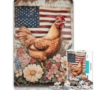 1000 Piece Jigsaw American Flag Rooster Adult Jigsaws 1000 Piece,Wall Decoration Unique Birthday And Xmas Gifts Suitable for And 14 26x38cm