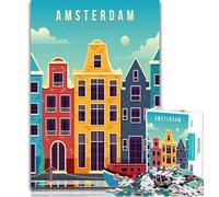 1000 Piece Jigsaw Amsterdam Netherlands 1000 Piece Jigsaw Puzzles for Adults,for Is Ideal As A Gift for The Whole Family for And 14 Years Old 75x50cm