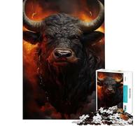 1000 Piece Jigsaw Angry Bull Relaxing Games Brain Intelligence Challenge Addictive Toys Gifts for Women Men Hand Speed Race (Size 38x26cm)