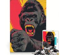1000 Piece Jigsaw Angry Gorilla, Hands-on Game, Train Your Brain And Hands, with Fully Interlocking Randomly Shaped Pieces 38x26cm