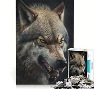 1000 Piece Jigsaw Angry Wolf Portrait, Hands-on Game, Train Your Brain And Hands, with Fully Interlocking Randomly Shaped Pieces 38x52cm