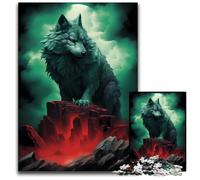 1000 Piece Jigsaw Angry Wolf Wooden Jigsaw Puzzles for Adults Brain Teaser Game Interactive Family Game Suitable for Ages 14 1000 PCS(75x50cm)