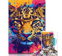 1000 Piece Jigsaw Animal Leopard Jigsaw Puzzles for Teenagers 1000 Pieces,Toys Educational Games Stress Relieving Parent-child Interaction 26x38cm