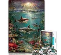 1000 Piece Jigsaw Animal Shark Jigsaw Puzzles for Teenagers 1000 Pieces,Relax Games Is Ideal As A Gift for The Whole Family (26x38cm)