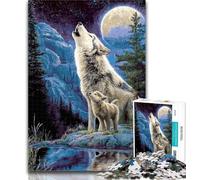 1000 Piece Jigsaw Animal Wolf 1000 Piece Jigsaw Puzzles for Teenagers Gifts,Enhance Love between Couples for Age 14 50x75cm