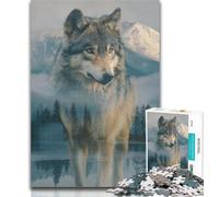 1000 Piece Jigsaw Animal Wolf Art Puzzles for Adults And Teenagers,Decompressing Intellectual Educational Toy Secret Santa Gifts 50x75cm