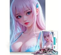 1000 Piece Jigsaw Anime Girl with Pink Hair Sharp Joint Play, Focus Building Toy, Quiet Play Game, Birthday Fun Play (38x52cm)