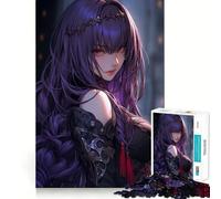 1000 Piece Jigsaw Anime Girl with Purple Hair And Crown Sharp Joint Play, Focus Building Toy, Quiet Play Game, Birthday Fun Play (38x26cm)