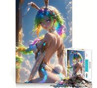 1000 Piece Jigsaw Anime Girl with Rainbow Hair Sharp Joint Play, Focus Building Toy, Quiet Play Game, Birthday Fun Play (50x75cm)