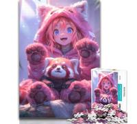 1000 Piece Jigsaw Anime Red Panda Girl Jigsaw Puzzles 1000 Pieces for Adults Teens,for Age 14+ Impossible Game Best Gift for Adults And Teenagers 26x38cm