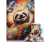 1000 Piece Jigsaw Art Animal Sloth Jigsaw Puzzles for Teenagers,Toys Educational Games Stress Relieving Parent-child Interaction 26x38cm