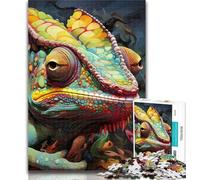 1000 Piece Jigsaw Art Chameleon Adult Puzzles 1000 Pieces,Toys Educational Games Stress Relieving Wishlist with Santa Claus 75x50cm