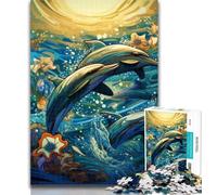 1000 Piece Jigsaw Art Dolphin 1000 Piece Jigsaw Puzzles for Adults,Toys Educational Games Stress Relieving Unique Home Decor And Gifts 26x38cm