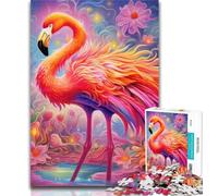 1000 Piece Jigsaw Art Psychedelic Flamingo 1000 Piece Jigsaw Puzzles for Adults,for Is Ideal As A Gift for The Whole Family for And 14 Years Old 26x38cm