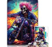 1000 Piece Jigsaw Art Skull Motorcycle 1000 Piece Jigsaw Puzzles for Adults,Toys Educational Games Stress Relieving Great Gifts And Toys 26x38cm