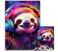 1000 Piece Jigsaw Art Sloth Wooden Jigsaw Relax & Challenge, Colorful Home Decor Art, for Friends 50x75CM/19.68x29.52inch