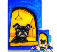 1000 Piece Jigsaw Artistic French Bulldog Jigsaw Puzzles 1000 Pieces for Adults Teens,Diy Modern Wall Art Unique Gift Home Decor 50x75cm