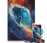 1000 Piece Jigsaw Astronaut Cosmic Surfing Precise Cut Art Brain Teaser Gift Leisure Time Fun Christmas Wall Art (38x26cm)