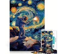 1000 Piece Jigsaw Astronaut in Starry Night Precise Cut Art Brain Teaser Gift Leisure Time Fun Christmas Wall Art (38x52cm)