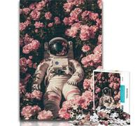 1000 Piece Jigsaw Astronaut in The Sea of Flowers Jigsaw Puzzles for Teenagers 1000 Pieces,Staycation Kill Time Enhance Love between Couples 26x38cm