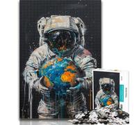 1000 Piece Jigsaw Astronaut Oil Painting Jigsaw Puzzles for Adults,Artistic Wall Decor & Birthday Gift Idea for Friends, Home Office 50x75cm