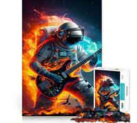 1000 Piece Jigsaw Astronaut Playing Guitar Fine Edge Craft Logic Puzzle Play Leisure Game Time Birthday Fun Gift (38x26cm)