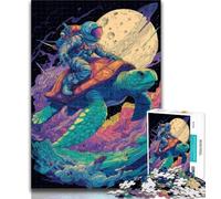 1000 Piece Jigsaw Astronaut Riding A Turtle Jigsaw Puzzles for Adults 1000,Educational Games Home Decoration Artists Collection, Fine Art 50x75cm