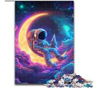 1000 Piece Jigsaw Astronaut Sitting on The Moon Difficult Puzzles for Adults 50X75CM Educational Activity for Cognitive Skills Cognitive Skill Improvement
