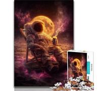 1000 Piece Jigsaw Astronaut Sitting on The Moon Jigsaw Puzzles for Teenagers,Toys Educational Games Stress Relieving Parent-child Interaction (26x38cm)