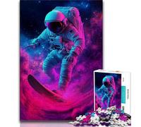 1000 Piece Jigsaw Astronaut Space Surfing Puzzles 1000 Pieces for Teenagers,Stress Reliever Difficult Challenge Enhance Love between Couples (50x75cm)