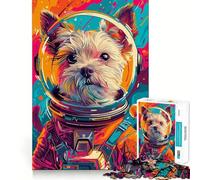 1000 Piece Jigsaw Astronaut Terrier Space Precise Cut Art Brain Teaser Gift Leisure Time Fun Christmas Wall Art (38x52cm)