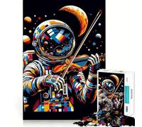 1000 Piece Jigsaw Astronaut Violin Wpap Fine Edge Craft Logic Puzzle Play Leisure Game Time Birthday Fun Gift (38x52cm)