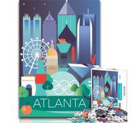 1000 Piece Jigsaw Atlanta City Travel Poster Jigsaw Puzzles for Adults,is Ideal As A Gift for The Whole Family Suitable for And 14 75x50cm