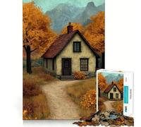 1000 Piece Jigsaw Autumn Cottage in The Mountains Fine Edge Craft Logic Puzzle Play Leisure Game Time Birthday Fun Gift (38x26cm)