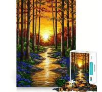 1000 Piece Jigsaw Autumn Forest Path at Sunset Precise Cut Art Brain Teaser Gift Leisure Time Fun Christmas Wall Art (38x26cm)