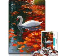 1000 Piece Jigsaw Autumn Swans Adult Jigsaw Puzzles 1000,Toys Educational Games Stress Relieving Wishlist with Santa Claus 26x38cm